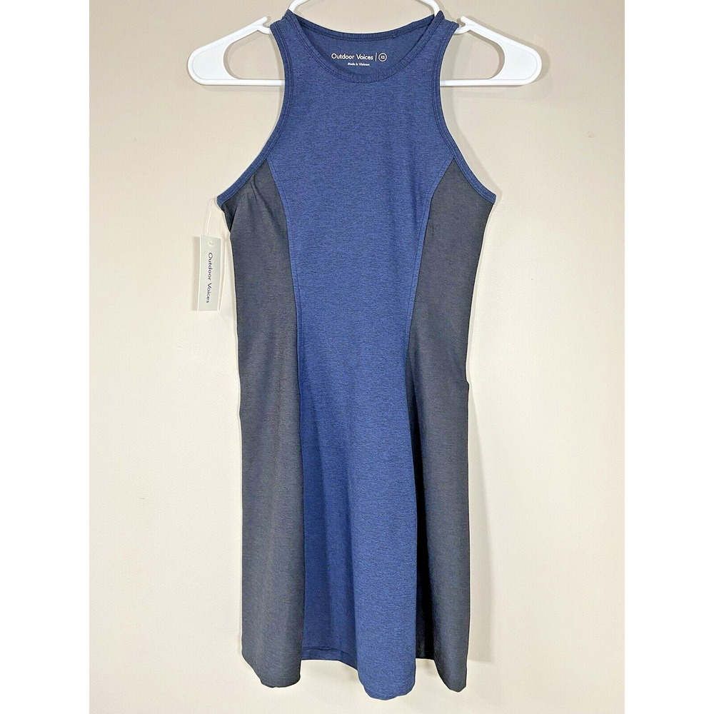 Outdoor Voices Athena Dress Blue Gray Colorblock Racerback Tank Mini‎